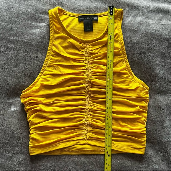 House of Harlow 1960 Ruched Sleeveless Crop Tank Top Blouse Golden Yellow New đź’› - Picture 12 of 15